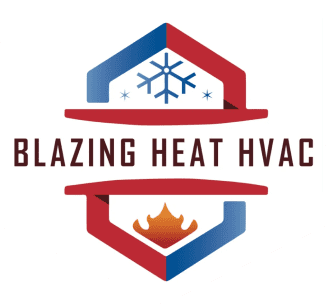 A logo of blazing heat hvac