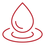 A red and black icon of an oil drop